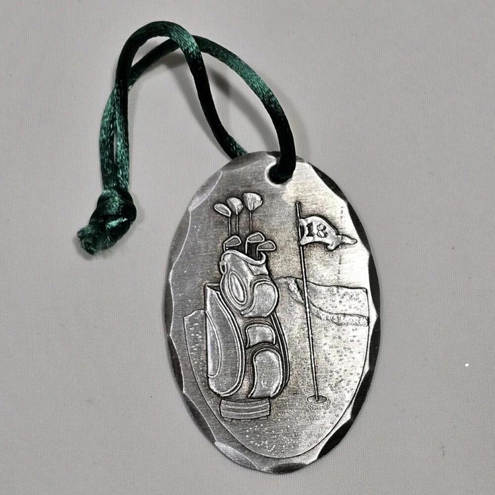 Vintage American Forging Hand Hammered Aluminum Ornament Golf 18th Hole